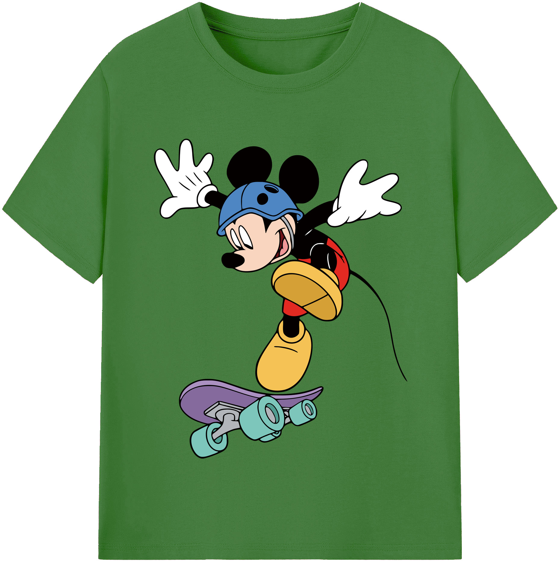 （画像用） ミッキーマウス Mickey Mouse レディースカジュアルプリントTシャツ（綿100％）